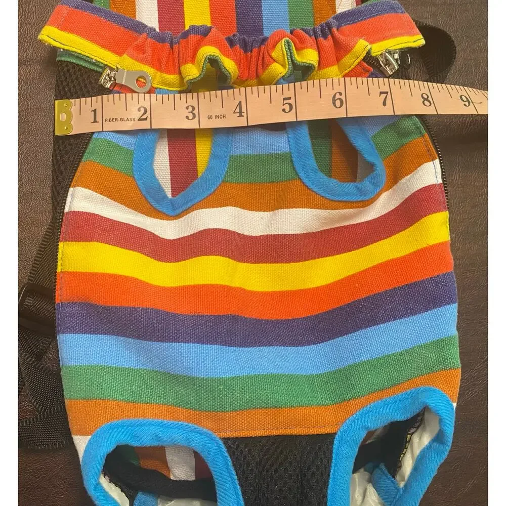 Rainbow Stripe Dog Carrier Backpack Front Pack Pet Carrier Medium 9-15 lb